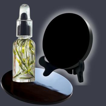 Mind Whisper Set – Obsidian-Spiegel & Elixier für telepathische Botschaften